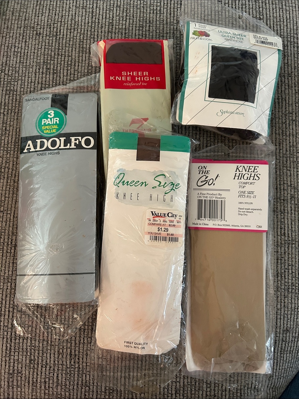 Knee High hosiery and ultra sheer queen size pantyhose off black assorted colors